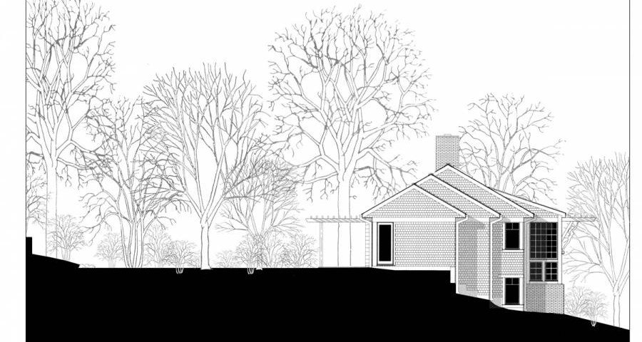 MASER RESIDENCE - MATHA'S VINEYARD - approach road side elevation